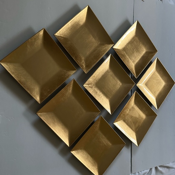 8 Crate and Barrel Gold Appetizer Plates - Picture 3 of 5